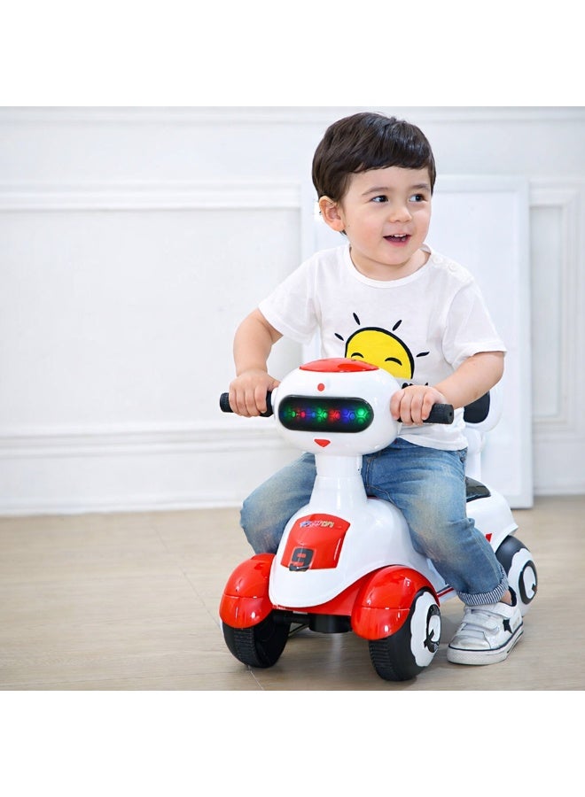 StarMarz Premium Robot Ride-On Push Car – Foot-to-Floor Ride-On with LED Panel & Backrest – Toddler Scooter (1–5 Years), White & Red - Image 3